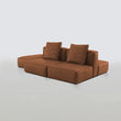 Modern Italian Leather Tofu-Shaped Sofa - Brown - Sofa