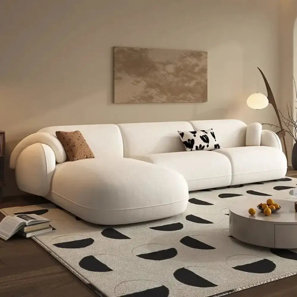 Modern Italian Style L Shaped Couch Sofa - Beige - Sofa