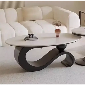 Modern Italian Style Round Nordic Coffee Table - Black Glossy - Multifunctional coffee table