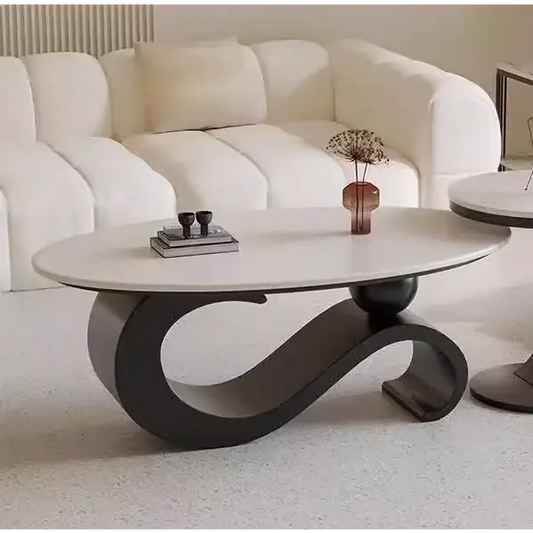 Modern Italian Style Round Nordic Coffee Table - Black Glossy - Multifunctional coffee table