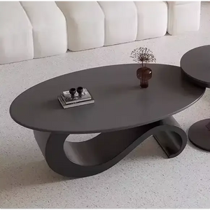 Modern Italian Style Round Nordic Coffee Table - Black Matte - Multifunctional coffee table