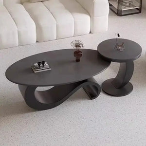 Modern Italian Style Round Nordic Coffee Table - Black matte - Multifunctional coffee table