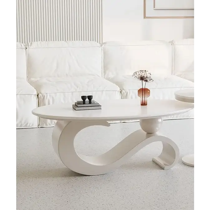 Modern Italian Style Round Nordic Coffee Table - White - Multifunctional coffee table