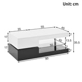 Modern LED Bluetooth Control Glass Shelf Coffee Table - Multifunctional coffee table