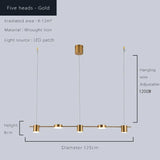 Modern Led Ceiling Chandelier Hanging Lamp - 5 Heads Gold / switch control|Cold White - Hanging Light