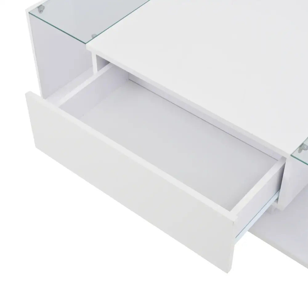 Modern LED Minimalist Drawer Glass Shelf Coffee Table - Multifunctional coffee table