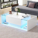 Modern LED Minimalist Drawer Glass Shelf Coffee Table - Multifunctional coffee table