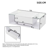 Modern LED Minimalist Drawer Glass Shelf Coffee Table - Multifunctional coffee table