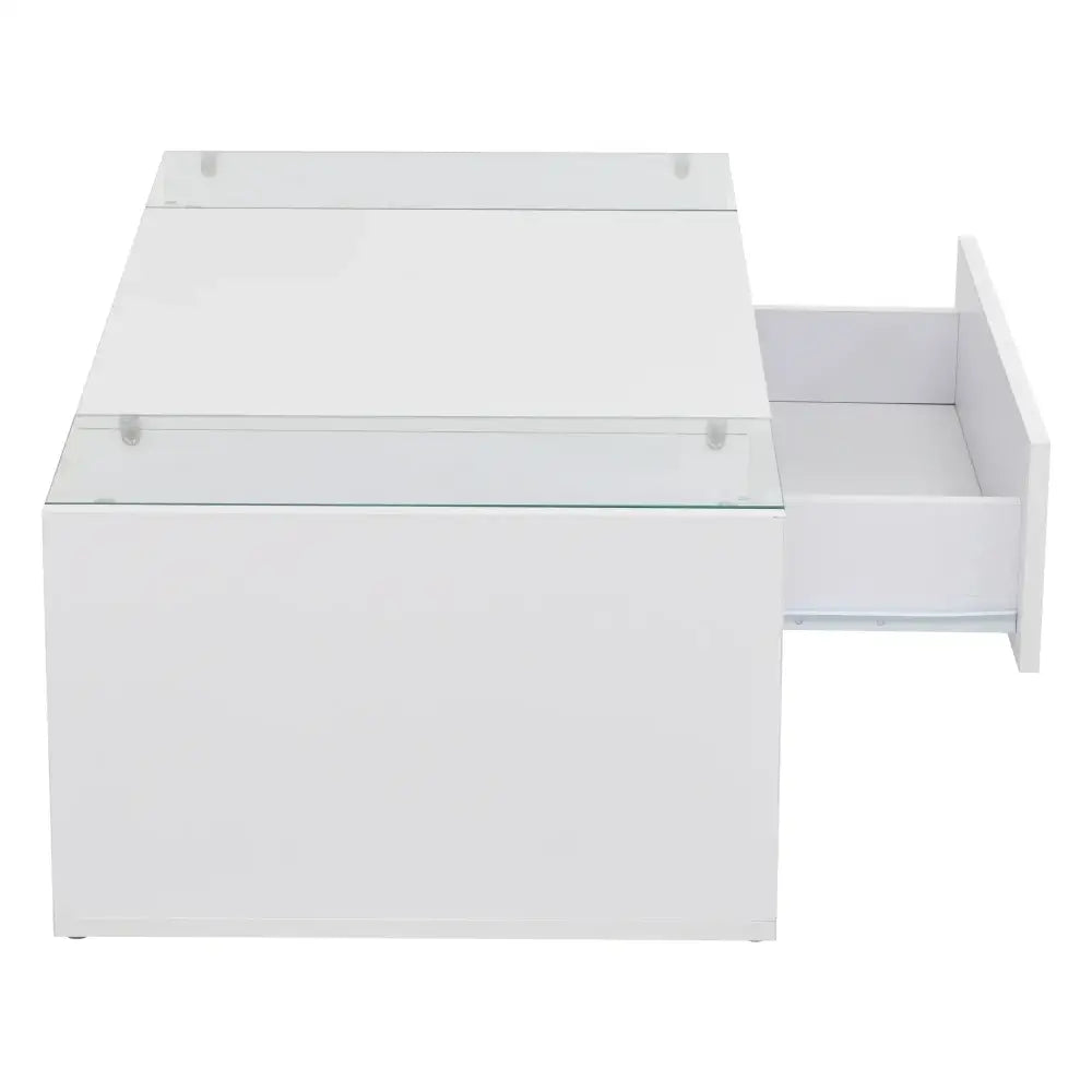 Modern LED Minimalist Drawer Glass Shelf Coffee Table - Multifunctional coffee table