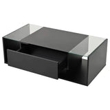 Modern LED Minimalist Drawer Glass Shelf Coffee Table - Multifunctional coffee table