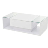 Modern LED Minimalist Drawer Glass Shelf Coffee Table - Multifunctional coffee table