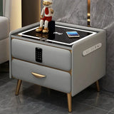 Modern LED Nightstand with Charger Drawers with Key - Bedside Table