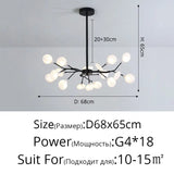Modern LED Nordic Firefly Lamp - Black A 18 Heads / Warm White no remote - Ceiling Light