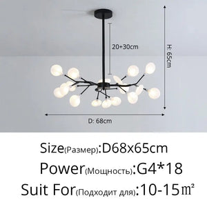 Modern LED Nordic Firefly Lamp - Black A 18 Heads / Warm White no remote - Ceiling Light