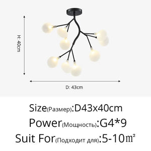 Modern LED Nordic Firefly Lamp - Black A 9 Heads / Warm White no remote - Ceiling Light