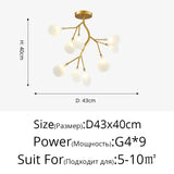 Modern LED Nordic Firefly Lamp - Gold A 9 Heads / Warm White no remote - Ceiling Light