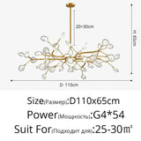 Modern LED Nordic Firefly Lamp - Gold B 54 Heads / Warm White no remote - Ceiling Light