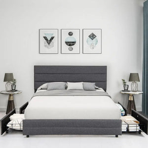 Modern Linen Storage Bed Frame Queen King - view 2