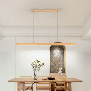 Modern Wood Strip LED Pendant Lamp with Remote Control - view 3