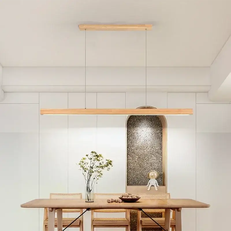 Modern Wood Strip LED Pendant Lamp with Remote Control - view 3