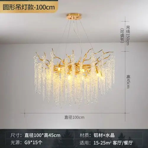 Modern Luxury Crystal Tassel Chandeliers - Dia 100cm / 110V / Warm Light 3000k - Lamps