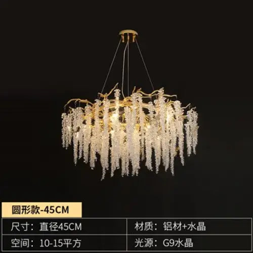 Modern Luxury Crystal Tassel Chandeliers - Dia 45cm / 110V / Warm Light 3000k - Lamps