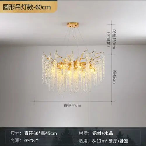 Modern Luxury Crystal Tassel Chandeliers - Dia 60cm / 110V / Warm Light 3000k - Lamps