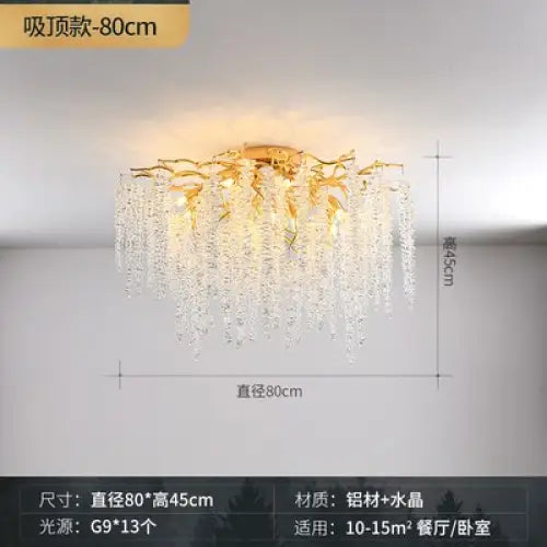 Modern Luxury Crystal Tassel Chandeliers - Round 60cm / 110V / Warm Light 3000k - Lamps