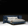 Modern Luxury Double Upholstered Widened Backrest Bed - Blue / King - Home