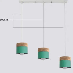 Modern Macaron Iron Wood Pendant Lamp - Rectangle Green / Without bulb - Pendant Lamp