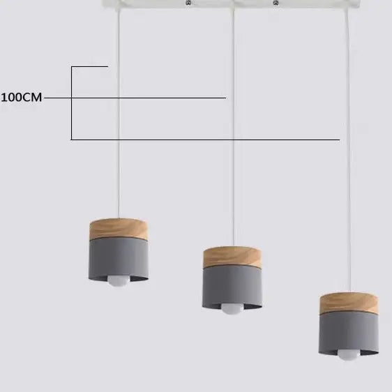 Modern Macaron Iron Wood Pendant Lamp - Rectangle Gary / Without bulb - Pendant Lamp