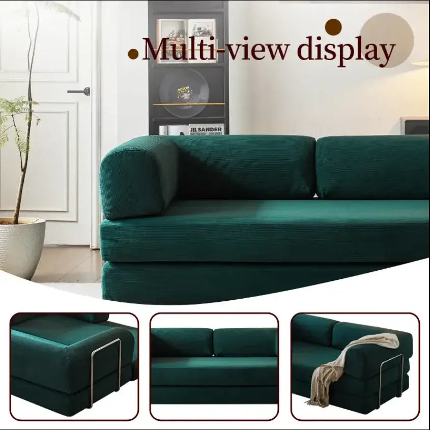 Modern Minimalist Corduroy Bed Compressed Sofa - Green / Two Seat - Compressed Sofa