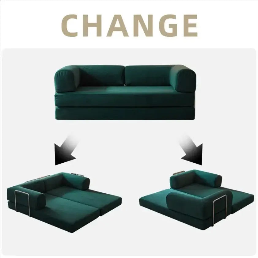 Modern Minimalist Corduroy Bed Compressed Sofa - Green / Two Seat - Compressed Sofa