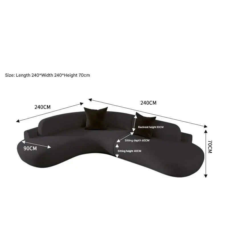 Modern Minimalist Curved Coffee Table Sofa Set - 240x240x70cm 3 - Compressed Sofa