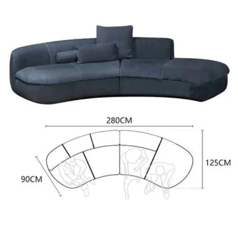 Modern Minimalist Italian Moon Sofa - 200cm Right - Sofa