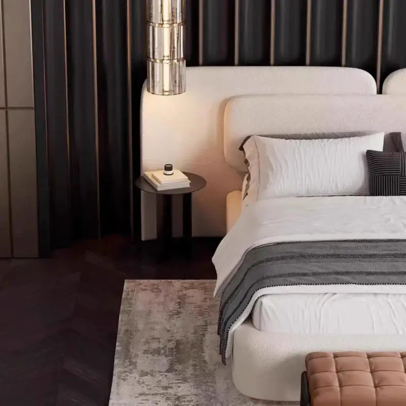 Pine Wood Queen Bed Frame with Upholstered Headboard - view 6