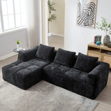 Modern Modular L Shaped 3 Seater Chaise Lounge Sofa - Black - Compressed Sofa
