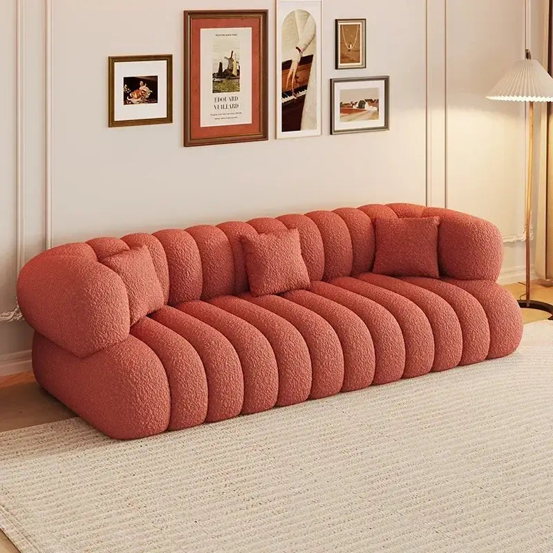 Modern Nordic Cloud Bubble Arm Compressed Sofa - Coral / One Seat - Compressed Sofa