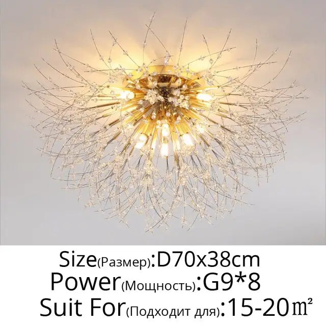 Modern Nordic Firefly Chandelier Lamp - Gold 8 heads / Cool white no remote - Lamps
