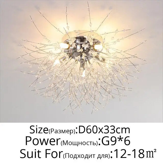 Modern Nordic Firefly Chandelier Lamp - Silver 6 heads / Cool white no remote - Lamps