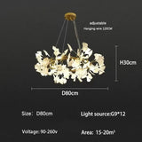Modern Nordic Flower Leaf Chandelier Pendant Lamp - D80cm / Warm light 3000K - Ceiling Lamp
