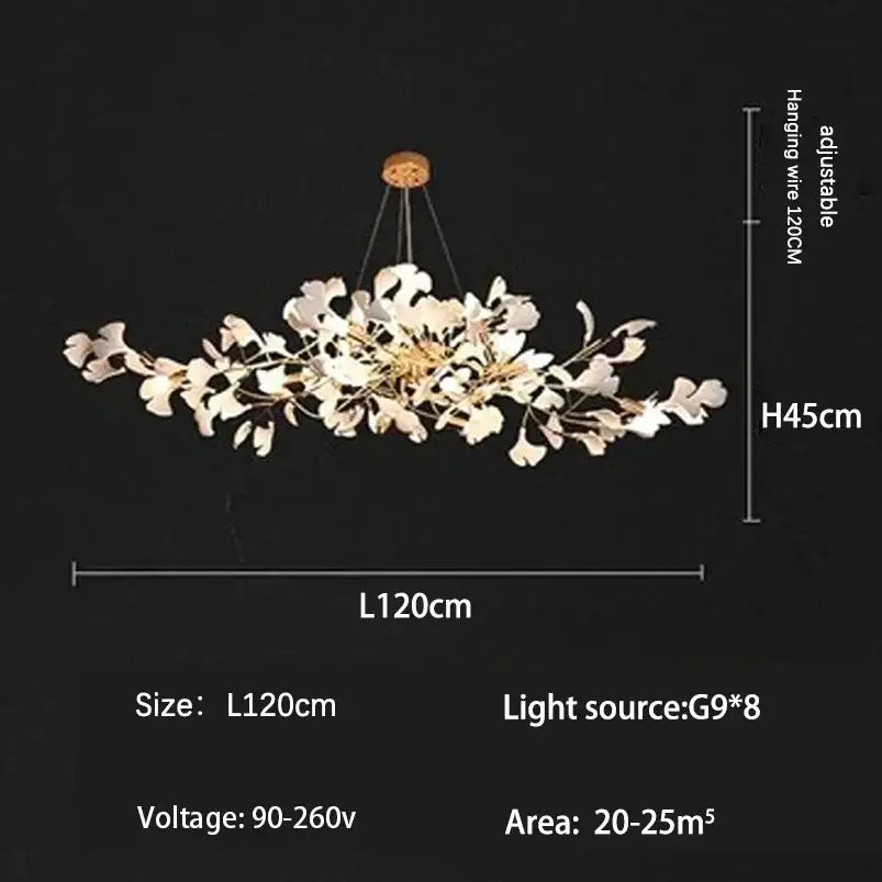 Modern Nordic Flower Leaf Chandelier Pendant Lamp - L120cm / Warm light 3000K - Ceiling Lamp