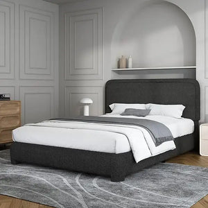 Queen Platform Bed with Rounded Headboard Bouclé - view 11
