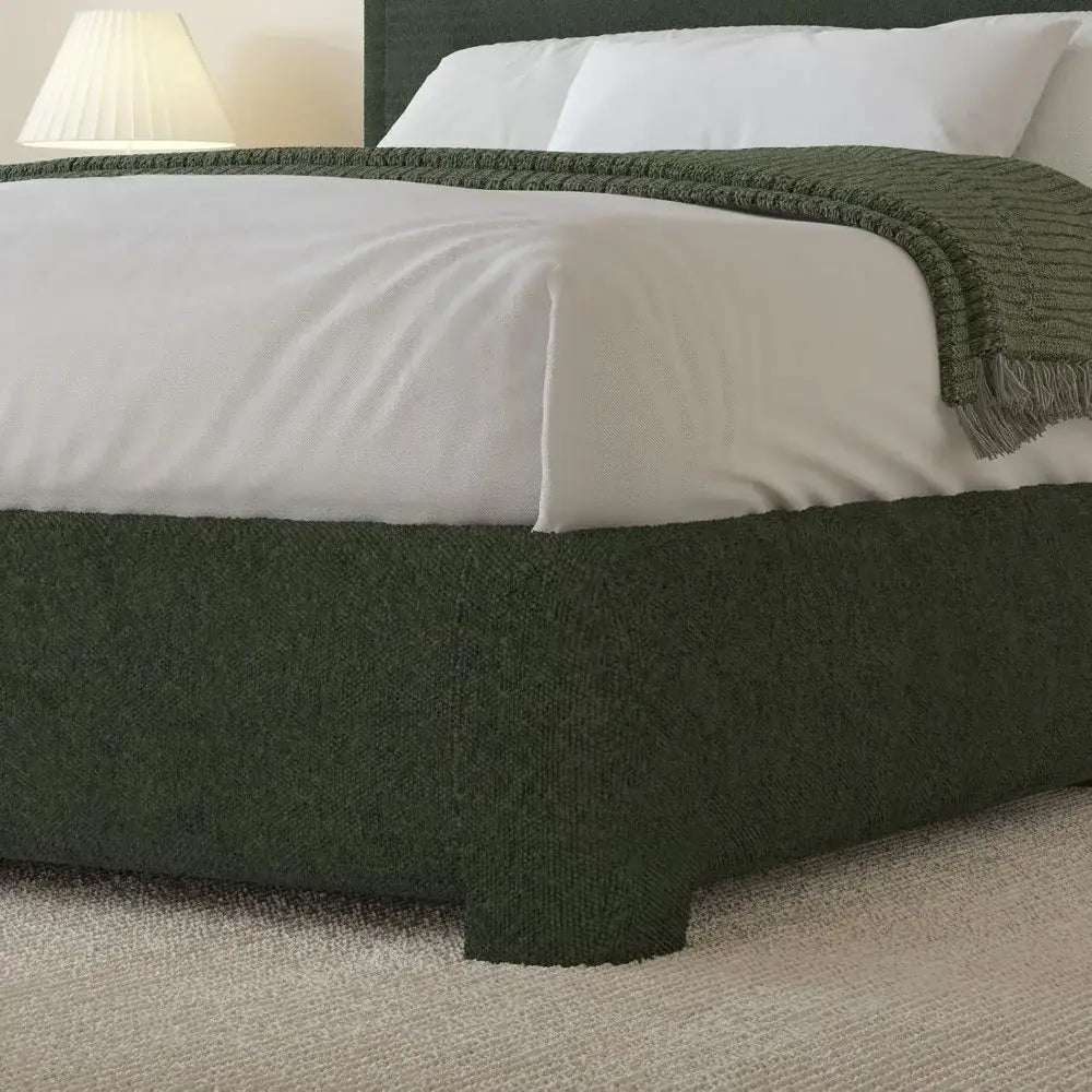 Queen Platform Bed with Rounded Headboard Bouclé - view 5