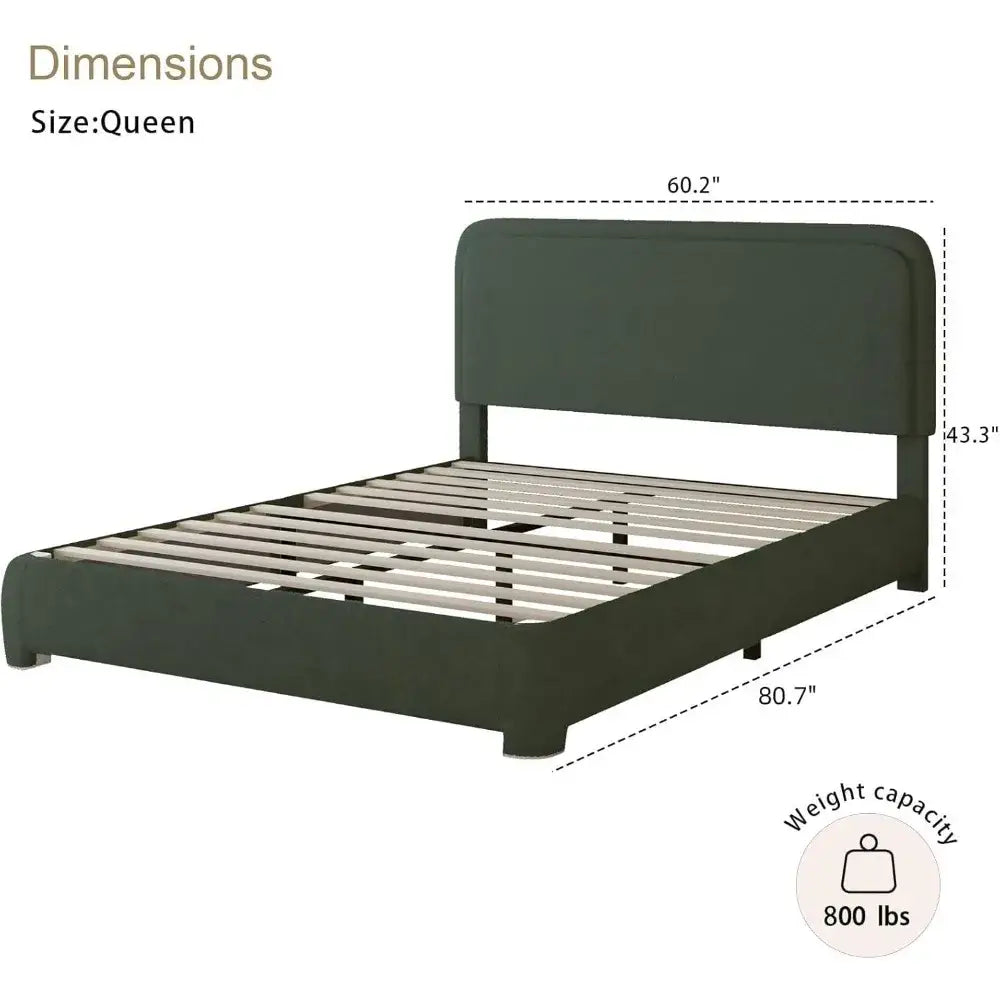 Queen Platform Bed with Rounded Headboard Bouclé - view 13