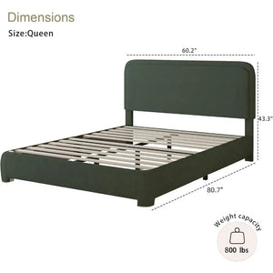 Queen Platform Bed with Rounded Headboard Bouclé - view 13