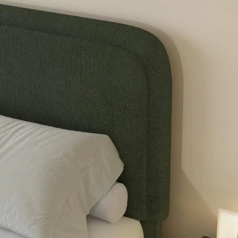 Queen Platform Bed with Rounded Headboard Bouclé - view 4