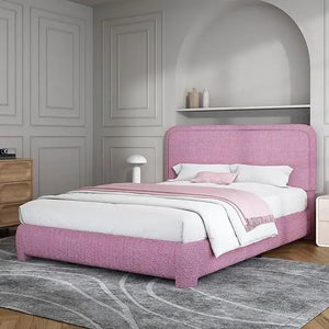Queen Platform Bed with Rounded Headboard Bouclé - view 6