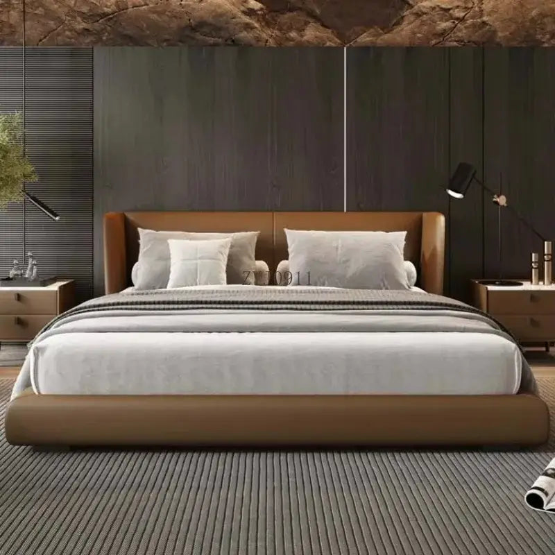 Modern King Bed Frame with PU Leather Headboard - view 6