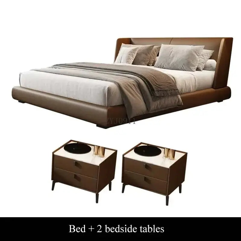 Modern King Bed Frame with PU Leather Headboard - view 5